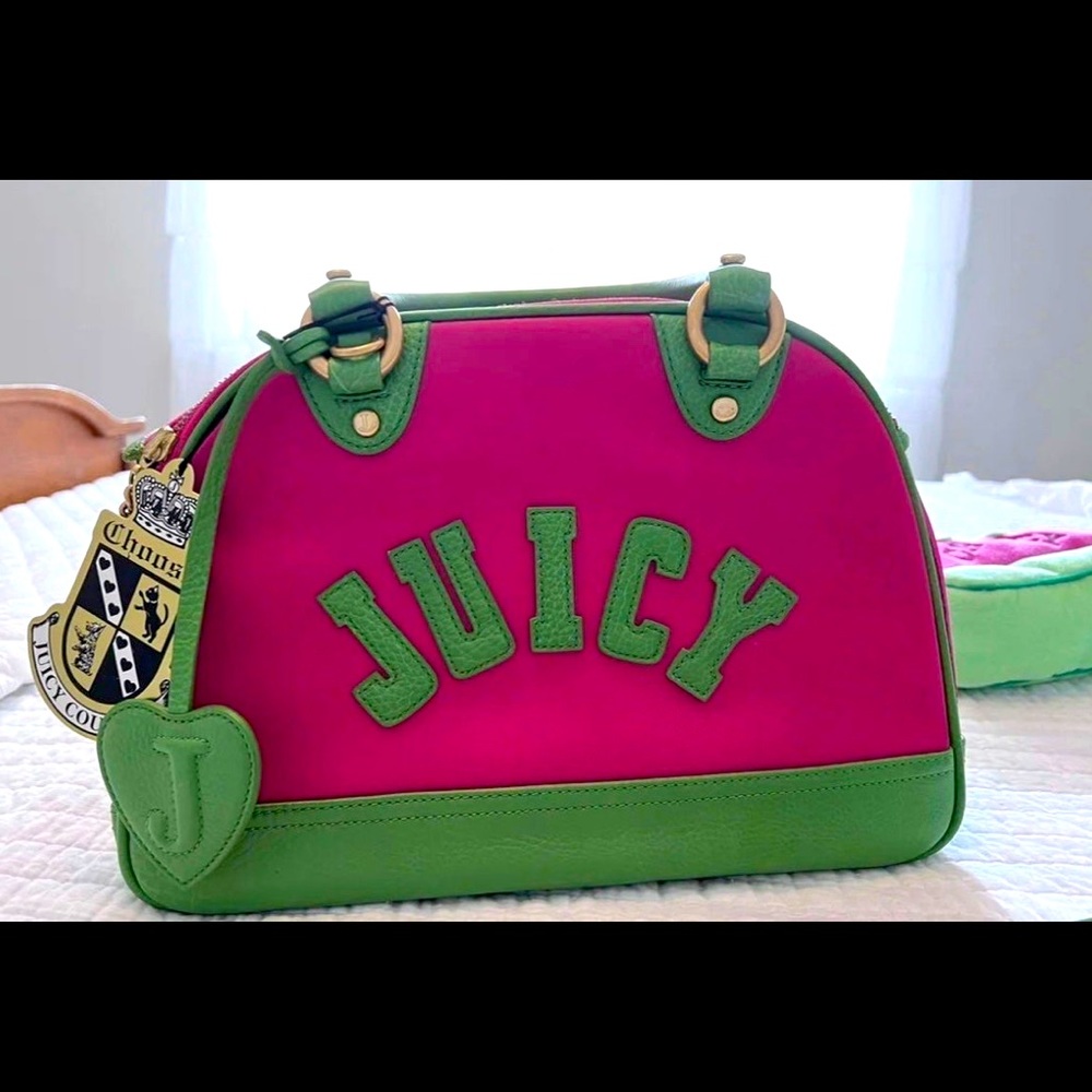 Juicy Couture Pet Carrier Pink With Green Leather 💕🛍️💚🐶